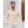 image:imageCOOFANDY Mens Button Down Shirt Casual Untucked Shirts Long Sleeve Dress Shirt with PocketBeige