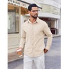 image:imageCOOFANDY Mens Button Down Shirt Casual Untucked Shirts Long Sleeve Dress Shirt with PocketBeige