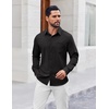 image:imageCOOFANDY Mens Button Down Shirt Casual Untucked Shirts Long Sleeve Dress Shirt with PocketBlack