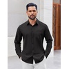 image:imageCOOFANDY Mens Button Down Shirt Casual Untucked Shirts Long Sleeve Dress Shirt with PocketBlack