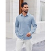 image:imageCOOFANDY Mens Button Down Shirt Casual Untucked Shirts Long Sleeve Dress Shirt with PocketBlue
