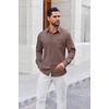 image:imageCOOFANDY Mens Button Down Shirt Casual Untucked Shirts Long Sleeve Dress Shirt with PocketBrown