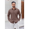 image:imageCOOFANDY Mens Button Down Shirt Casual Untucked Shirts Long Sleeve Dress Shirt with PocketBrown