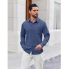 image:imageCOOFANDY Mens Button Down Shirt Casual Untucked Shirts Long Sleeve Dress Shirt with PocketDark Blue