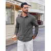 image:imageCOOFANDY Mens Button Down Shirt Casual Untucked Shirts Long Sleeve Dress Shirt with PocketDark Grey
