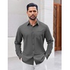 image:imageCOOFANDY Mens Button Down Shirt Casual Untucked Shirts Long Sleeve Dress Shirt with PocketDark Grey