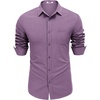 image:imageCOOFANDY Mens Button Down Shirt Casual Untucked Shirts Long Sleeve Dress Shirt with PocketDeep Purple