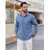 image:imageCOOFANDY Mens Button Down Shirt Casual Untucked Shirts Long Sleeve Dress Shirt with PocketDenim Blue