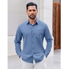 image:imageCOOFANDY Mens Button Down Shirt Casual Untucked Shirts Long Sleeve Dress Shirt with PocketDenim Blue