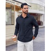 image:imageCOOFANDY Mens Button Down Shirt Casual Untucked Shirts Long Sleeve Dress Shirt with PocketNavy Blue