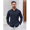 image:imageCOOFANDY Mens Button Down Shirt Casual Untucked Shirts Long Sleeve Dress Shirt with PocketNavy Blue