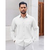 image:imageCOOFANDY Mens Button Down Shirt Casual Untucked Shirts Long Sleeve Dress Shirt with PocketWhite