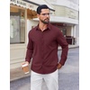image:imageCOOFANDY Mens Button Down Shirt Casual Untucked Shirts Long Sleeve Dress Shirt with PocketWine Red