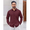 image:imageCOOFANDY Mens Button Down Shirt Casual Untucked Shirts Long Sleeve Dress Shirt with PocketWine Red