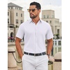 image:imageCOOFANDY Mens Button Down Shirts Short Sleeve Untucked Dress Shirt Wrinkle Free Stretch Casual Summer ShirtsWhite