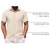 image:imageCOOFANDY Mens Button Down Short Sleeve Shirt Casual Dress Shirt Untucked Summer Shirts with PocketBeige