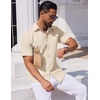 image:imageCOOFANDY Mens Button Down Short Sleeve Shirt Casual Dress Shirt Untucked Summer Shirts with PocketBeige