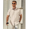image:imageCOOFANDY Mens Button Down Short Sleeve Shirt Casual Dress Shirt Untucked Summer Shirts with PocketBeige
