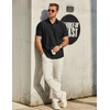 image:imageCOOFANDY Mens Button Down Short Sleeve Shirt Casual Dress Shirt Untucked Summer Shirts with PocketBlack