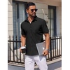 image:imageCOOFANDY Mens Button Down Short Sleeve Shirt Casual Dress Shirt Untucked Summer Shirts with PocketBlack
