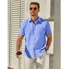image:imageCOOFANDY Mens Button Down Short Sleeve Shirt Casual Dress Shirt Untucked Summer Shirts with PocketBlue