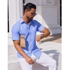 image:imageCOOFANDY Mens Button Down Short Sleeve Shirt Casual Dress Shirt Untucked Summer Shirts with PocketBlue