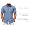 image:imageCOOFANDY Mens Button Down Short Sleeve Shirt Casual Dress Shirt Untucked Summer Shirts with PocketDark Blue