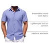image:imageCOOFANDY Mens Button Down Short Sleeve Shirt Casual Dress Shirt Untucked Summer Shirts with PocketDenim Blue