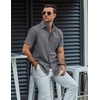 image:imageCOOFANDY Mens Button Down Short Sleeve Shirt Casual Dress Shirt Untucked Summer Shirts with PocketGray