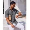 image:imageCOOFANDY Mens Button Down Short Sleeve Shirt Casual Dress Shirt Untucked Summer Shirts with PocketGray