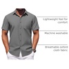image:imageCOOFANDY Mens Button Down Short Sleeve Shirt Casual Dress Shirt Untucked Summer Shirts with PocketGray