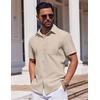 image:imageCOOFANDY Mens Button Down Short Sleeve Shirt Casual Dress Shirt Untucked Summer Shirts with PocketKhaki