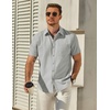 image:imageCOOFANDY Mens Button Down Short Sleeve Shirt Casual Dress Shirt Untucked Summer Shirts with PocketLight Gray