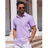 image:imageCOOFANDY Mens Button Down Short Sleeve Shirt Casual Dress Shirt Untucked Summer Shirts with PocketLilac Purple