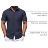 image:imageCOOFANDY Mens Button Down Short Sleeve Shirt Casual Dress Shirt Untucked Summer Shirts with PocketNavy Blue
