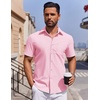 image:imageCOOFANDY Mens Button Down Short Sleeve Shirt Casual Dress Shirt Untucked Summer Shirts with PocketPink