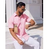 image:imageCOOFANDY Mens Button Down Short Sleeve Shirt Casual Dress Shirt Untucked Summer Shirts with PocketPink