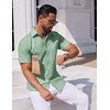 image:imageCOOFANDY Mens Button Down Short Sleeve Shirt Casual Dress Shirt Untucked Summer Shirts with PocketSage Green