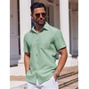 image:imageCOOFANDY Mens Button Down Short Sleeve Shirt Casual Dress Shirt Untucked Summer Shirts with PocketSage Green