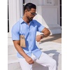 image:imageCOOFANDY Mens Button Down Short Sleeve Shirt Casual Dress Shirt Untucked Summer Shirts with PocketSky Blue