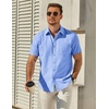 image:imageCOOFANDY Mens Button Down Short Sleeve Shirt Casual Dress Shirt Untucked Summer Shirts with PocketSky Blue