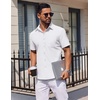 image:imageCOOFANDY Mens Button Down Short Sleeve Shirt Casual Dress Shirt Untucked Summer Shirts with PocketWhite