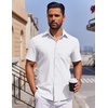image:imageCOOFANDY Mens Button Down Short Sleeve Shirt Casual Dress Shirt Untucked Summer Shirts with PocketWhite