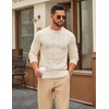 image:imageCOOFANDY Mens Cable Knit Sweater Casual Long Leeve Crewneck Pullover Sweaters Twist Textured Fisherman SweaterApricot