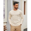 image:imageCOOFANDY Mens Cable Knit Sweater Casual Long Leeve Crewneck Pullover Sweaters Twist Textured Fisherman SweaterApricot