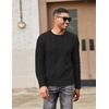 image:imageCOOFANDY Mens Cable Knit Sweater Casual Long Leeve Crewneck Pullover Sweaters Twist Textured Fisherman SweaterBlack