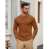 image:imageCOOFANDY Mens Cable Knit Sweater Casual Long Leeve Crewneck Pullover Sweaters Twist Textured Fisherman SweaterBrown