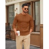 image:imageCOOFANDY Mens Cable Knit Sweater Casual Long Leeve Crewneck Pullover Sweaters Twist Textured Fisherman SweaterBrown