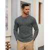 image:imageCOOFANDY Mens Cable Knit Sweater Casual Long Leeve Crewneck Pullover Sweaters Twist Textured Fisherman SweaterDark Grey