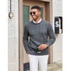 image:imageCOOFANDY Mens Cable Knit Sweater Casual Long Leeve Crewneck Pullover Sweaters Twist Textured Fisherman SweaterDark Grey
